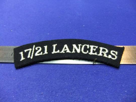 17/21 Lancers regiment cloth shoulder title