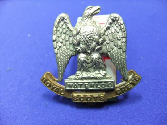 Royal scots greys waterloo regiment army military cap badge