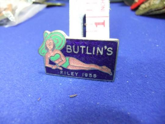 butlins holiday camp badge filey 1955 pass member souvenir