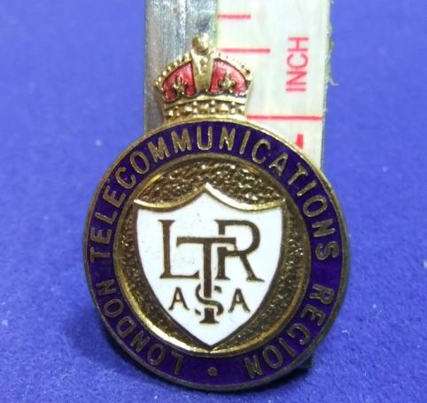 London telecommunications region fob badge asa kings crown medal award
