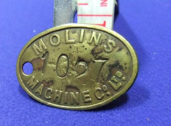 Brass token Molins machine co ltd 1027
