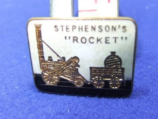 Train railway badge Stephensons Rocket RSO railway servants orphanage charity