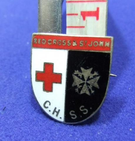 ww2 badge central hospital supply service red cross st john chss home front war