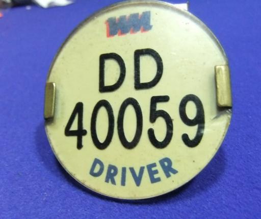 vtg badge bus driver dd 40059 lapel cap transport 1960s 70s