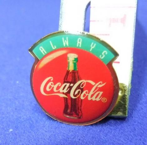 coca cola always soft drink advert pin badge