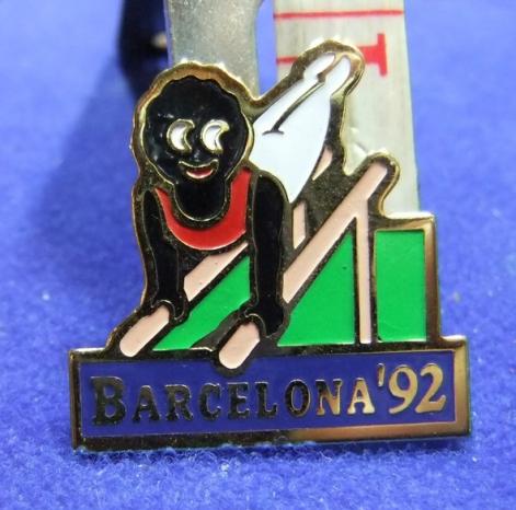 robertsons golly badge brooch barcelona gymnastics 1992 olympics