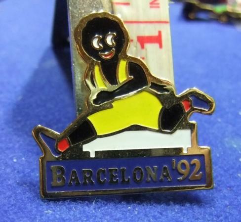 robertsons golly badge brooch barcelona hurdler 1992 olympics