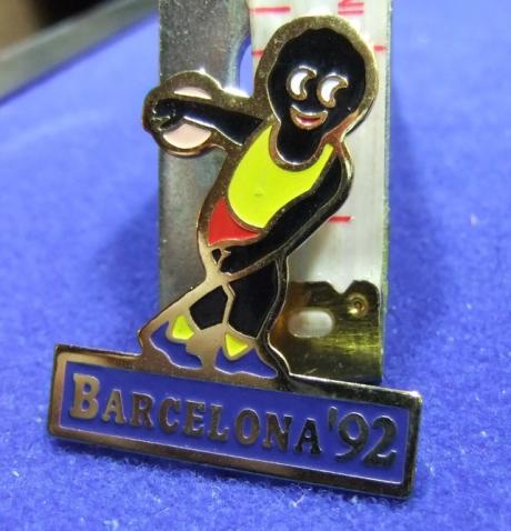 robertsons golly badge brooch barcelona discus 1992 olympics