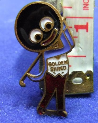 Robertsons jam golly badge golfer golf player red feet blue hands advert