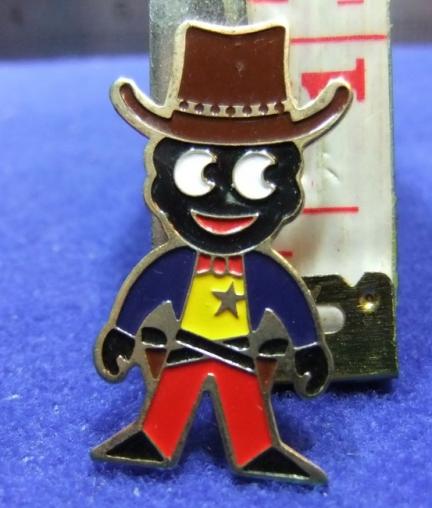 robertsons golly badge brooch cowboy 1980s pointed feet