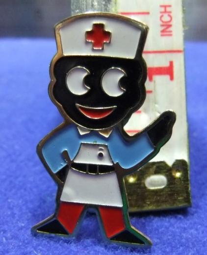 robertsons golly badge brooch nurse 1980s pointed feet