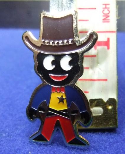 robertsons golly badge brooch cowboy 1980s pointed feet