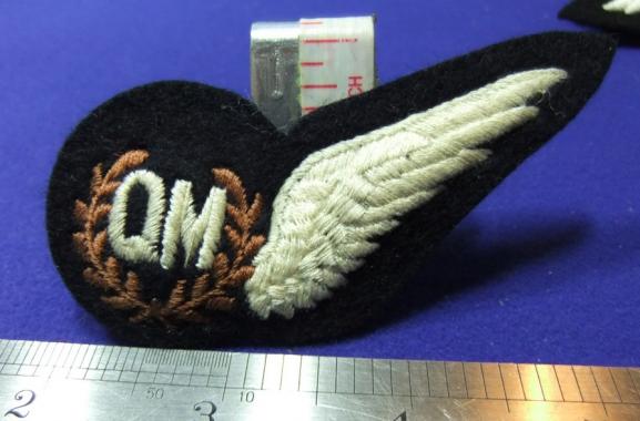raf royal air force QM air quartermaster padded half wing brevet