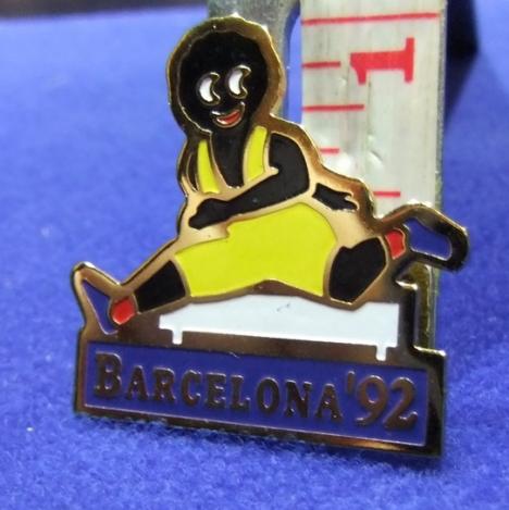 robertsons golly badge brooch barcelona hurdler 1992 olympics