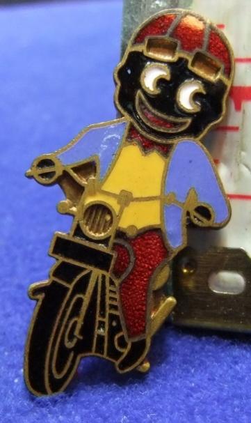 robertsons golly badge brooch motor cycle motorcyclist