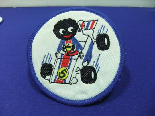Robertsons golly sew on patch badge RACING CAR DRIVER