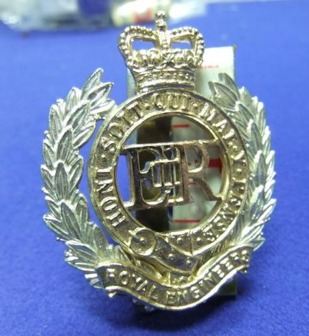 military cap badge royal engineers queens crown staybrite