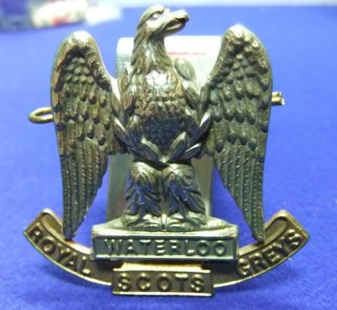 military army cap badge Royal Scots Greys waterloo