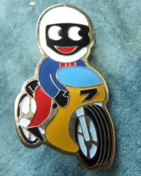 Robertsons golly badge Motorcycle Motorcyclist 1980s