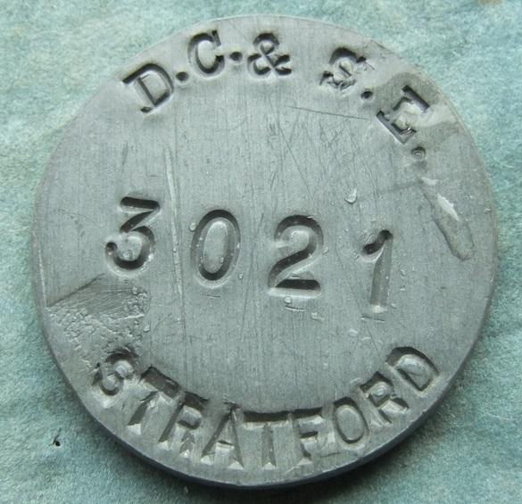 Railway Check Token DC&SE Stratford Depot