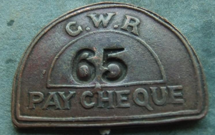 Railway Check Token GWR Great Western pay