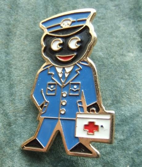 Robertsons Golly ambulanceman badge WHITE buttons 1980s