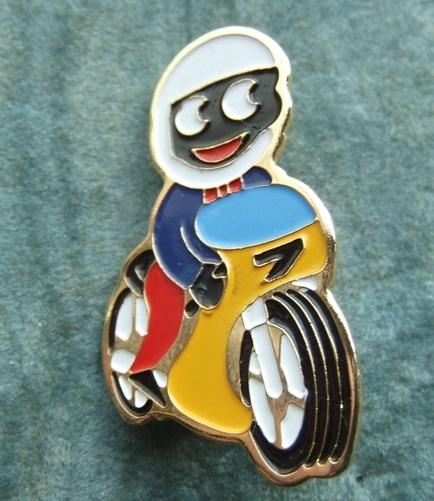 Robertsons golly badge Motorcycle Motorcyclist golly brooch 1980s