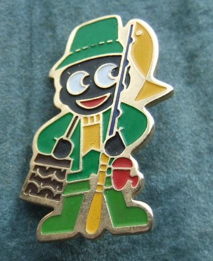 Robertsons golly badge brooch fisherman 1980s