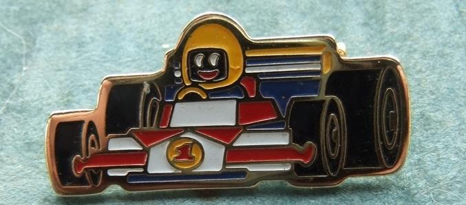 Robertsons golly badge brooch racing car 1990s