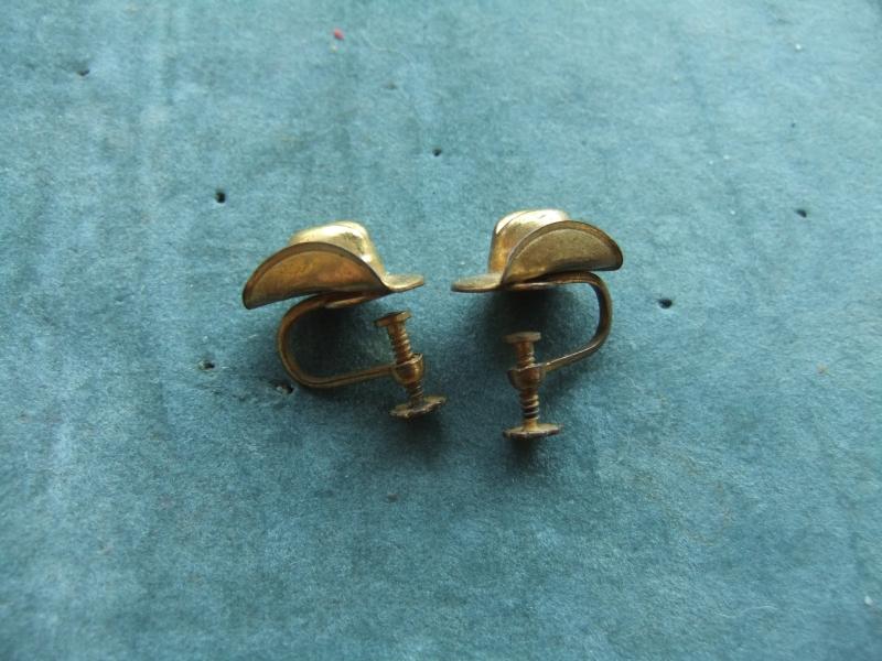 Trench Art Slouch Hat Earrings pressed brass war fund