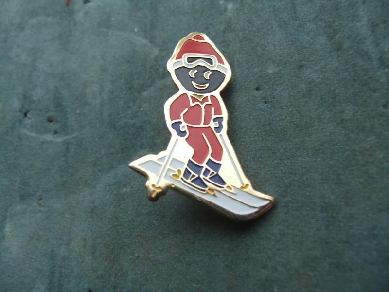 Robertsons golly badge brooch skier 1990s