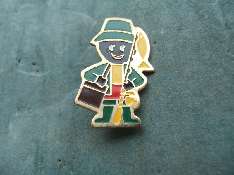 Robertsons golly badge brooch fisherman angler 1990s