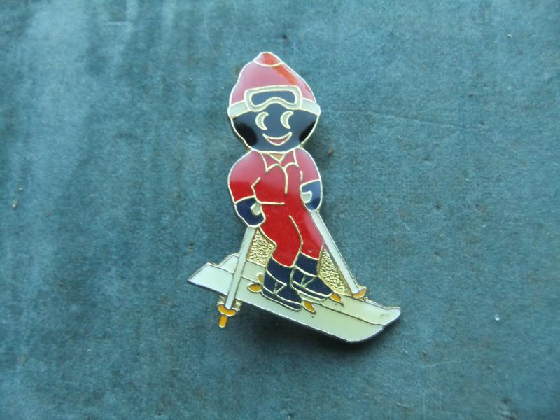 Robertsons golly badge Skier 1993 94 large acrylic